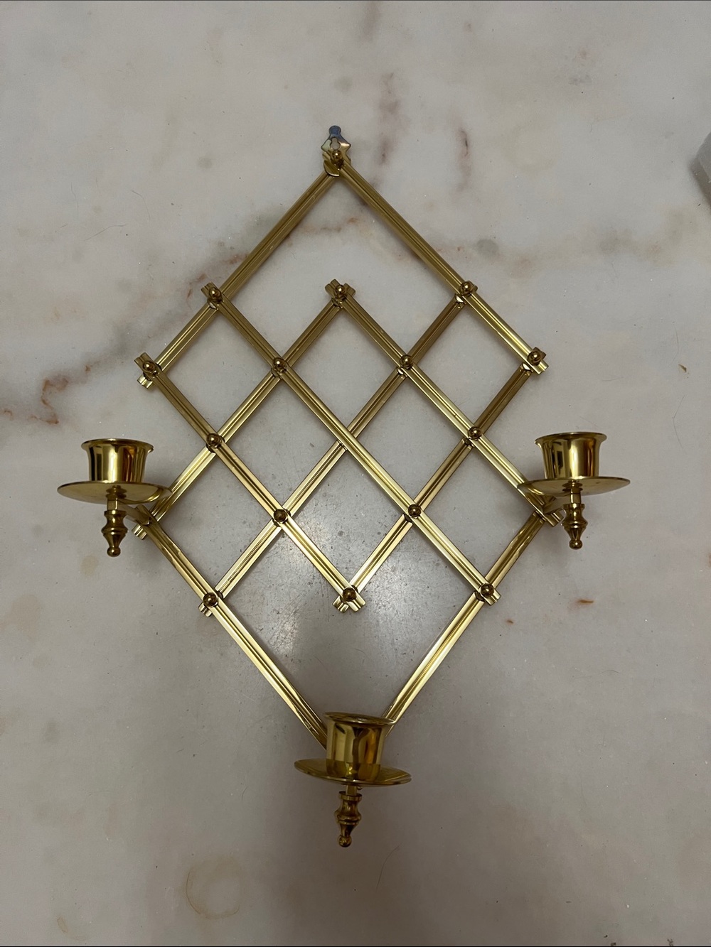 PartyLite Brass Expandable Wall Candle Sconce - Gold Finish